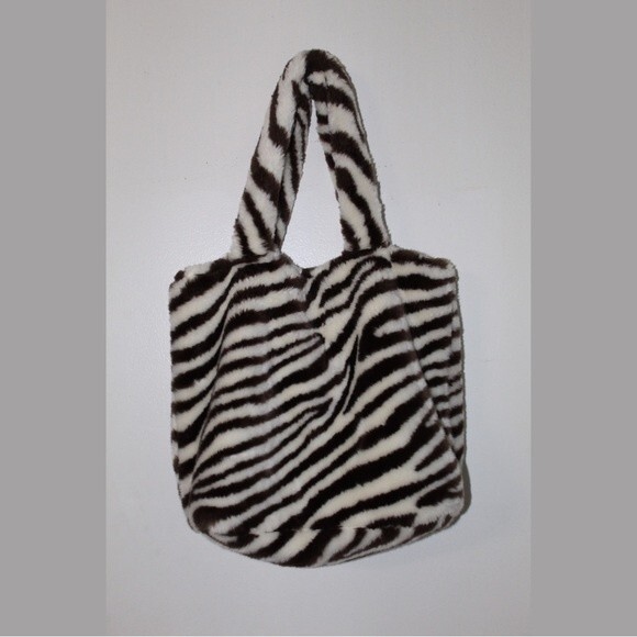 Pottery Barn Teen Fluffy Faux Fur Zebra Tote - Picture 5 of 6